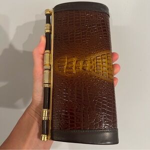 Vintage Leather Clutch Alligator Leather
